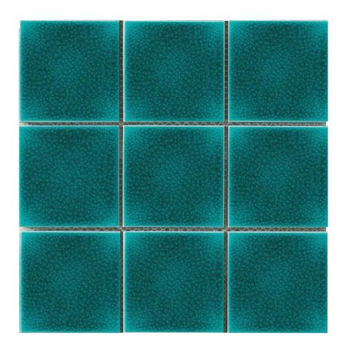 Gạch Mosaic xanh lá rạn ô vuông